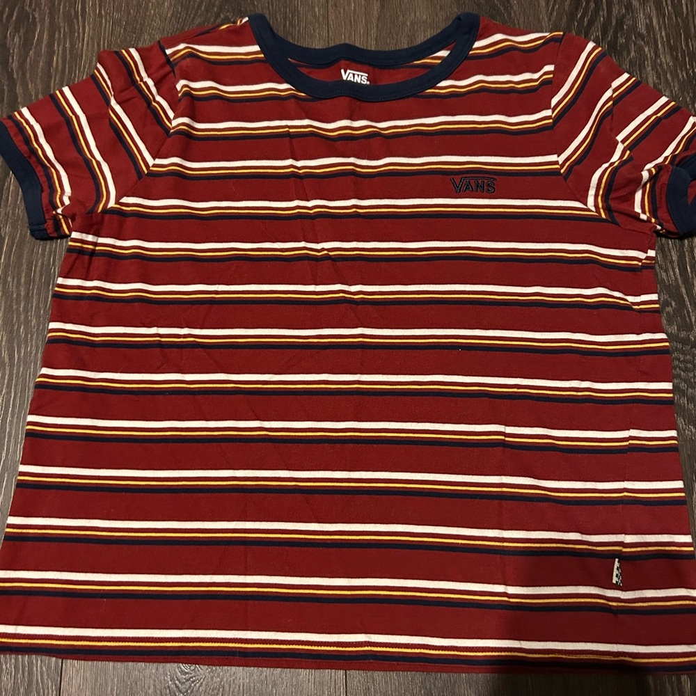 Vans Women’s Cropped Striped Red T-Shirt